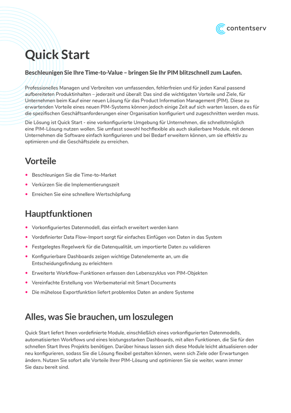 Starthilfe für Ihr PIM - Quick Start Guide