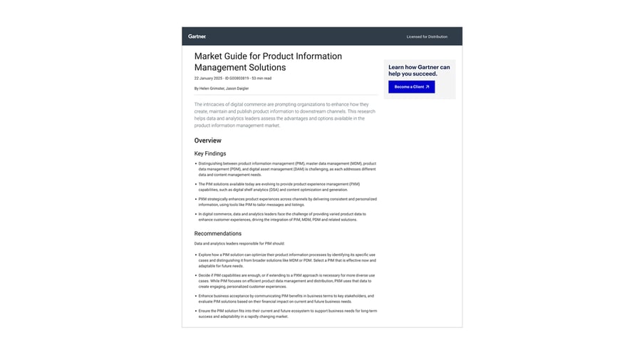 Warum Contentserv im Gartner® Market Guide für PIM-Lösungen 2025 als „Representative Vendor” eingestuft wird 