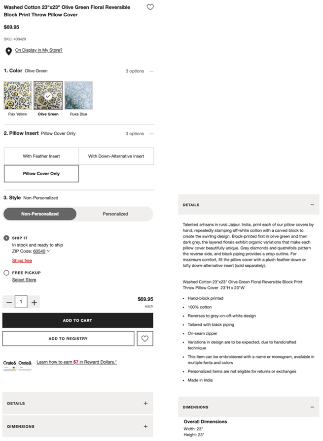 Crate & Barrel highlights key