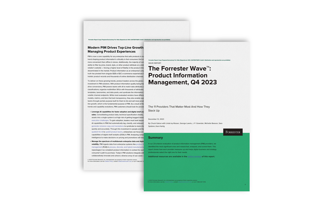 Forrester 最新レポート「The Forrester Wave™: Product Information Management, Q4 2023」
